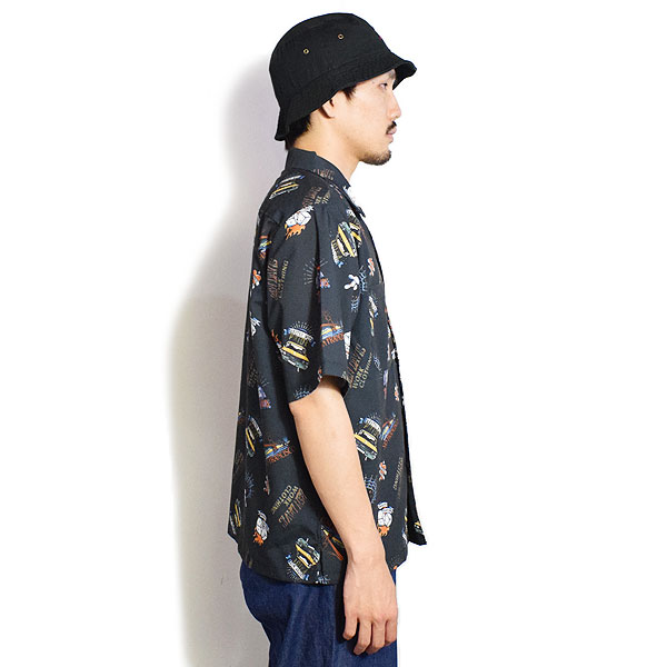 BEN DAVIS ベンデイビス INKED S/S SHIRT -BLACK- メンズ シャツ 半袖 総柄シャツ ストリート atftps