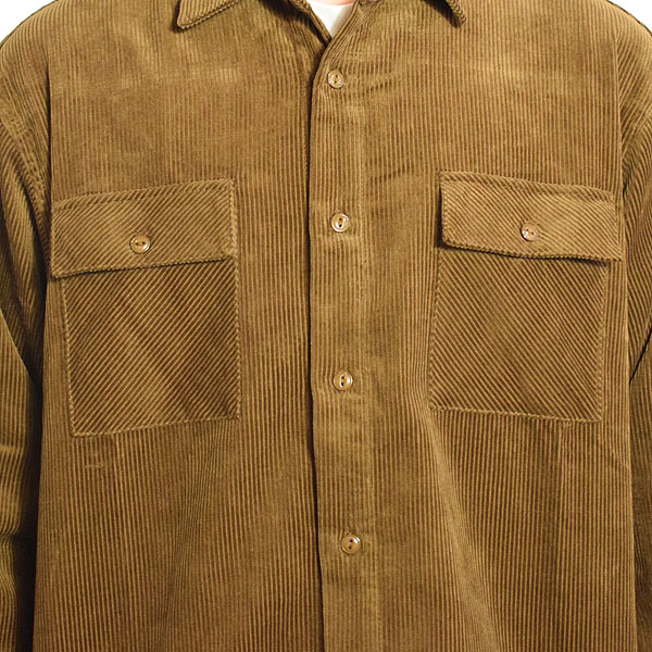BIG MIKE ビッグマイク CORDUROY WORK SHIRTS -BROWN- メンズ シャツ 長袖 コーデュロイシャツ atftps