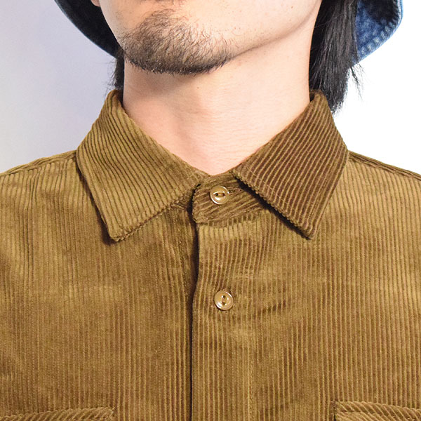 BIG MIKE ビッグマイク CORDUROY WORK SHIRTS -BROWN- メンズ シャツ 長袖 コーデュロイシャツ atftps