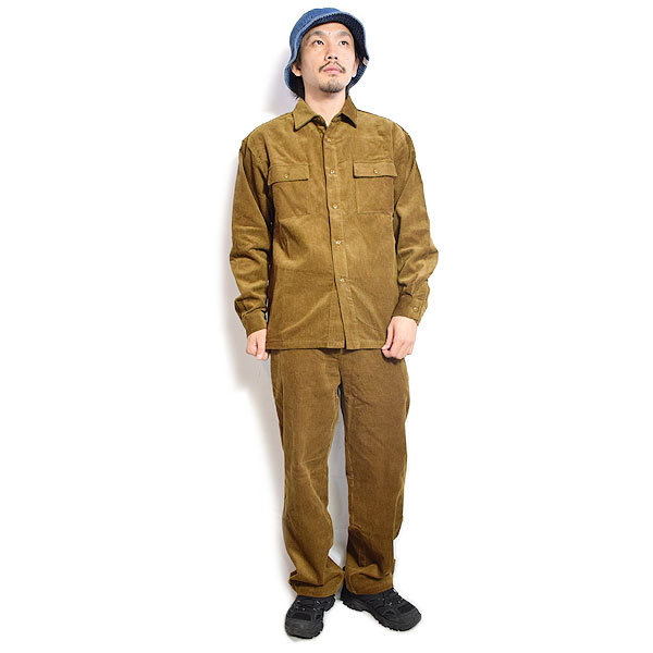 BIG MIKE ビッグマイク CORDUROY WORK SHIRTS -BROWN- メンズ シャツ 長袖 コーデュロイシャツ atftps