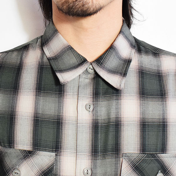 BIG MIKE ビッグマイク RAYON MIX OMBRE CHECK SHIRTS - GRY×PNK メンズ シャツ 長袖 チェックシャツ atftps_4