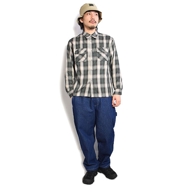 BIG MIKE ビッグマイク RAYON MIX OMBRE CHECK SHIRTS - GRY×PNK メンズ シャツ 長袖 チェックシャツ atftps_5