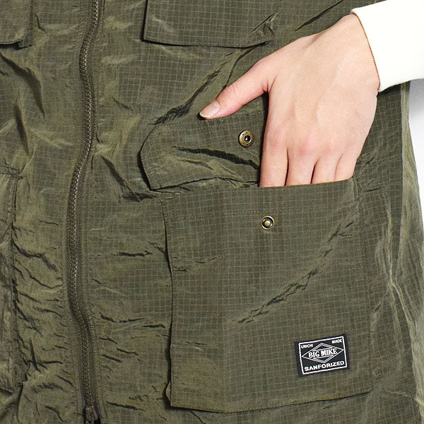 BIG MIKE ビッグマイク NYLON RIP FATIGUE VEST -OLIVE- メンズ ベスト フィッシングベスト リップストップ atfjkt