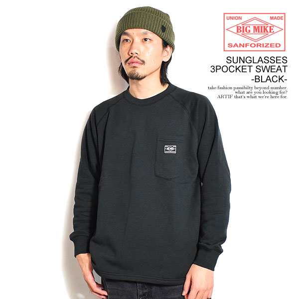 BIG MIKE ビッグマイク SUNGLASSES 3POCKET SWEAT -BLACK- メンズ スウェット トレーナー 裏毛スウェット atftpsの通販は 8,613円