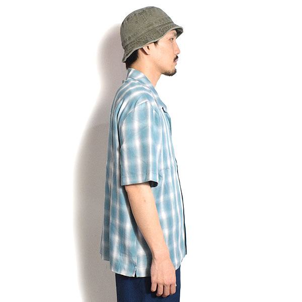 BIG MIKE ビッグマイク RAYON MIX OMBRE CHECK S/S SHIRTS - MNT×WHT メンズ シャツ 半袖 チェックシャツ 送料無料 atftps_1
