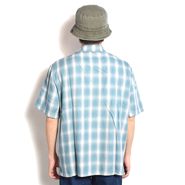 BIG MIKE ビッグマイク RAYON MIX OMBRE CHECK S/S SHIRTS - MNT×WHT メンズ シャツ 半袖 チェックシャツ 送料無料 atftps_2