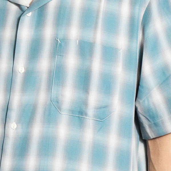 BIG MIKE ビッグマイク RAYON MIX OMBRE CHECK S/S SHIRTS - MNT×WHT メンズ シャツ 半袖 チェックシャツ 送料無料 atftps_3