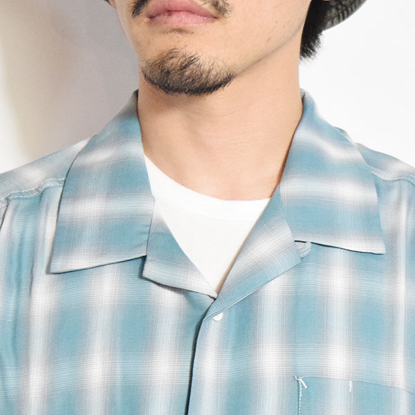 BIG MIKE ビッグマイク RAYON MIX OMBRE CHECK S/S SHIRTS - MNT×WHT メンズ シャツ 半袖 チェックシャツ 送料無料 atftps_4