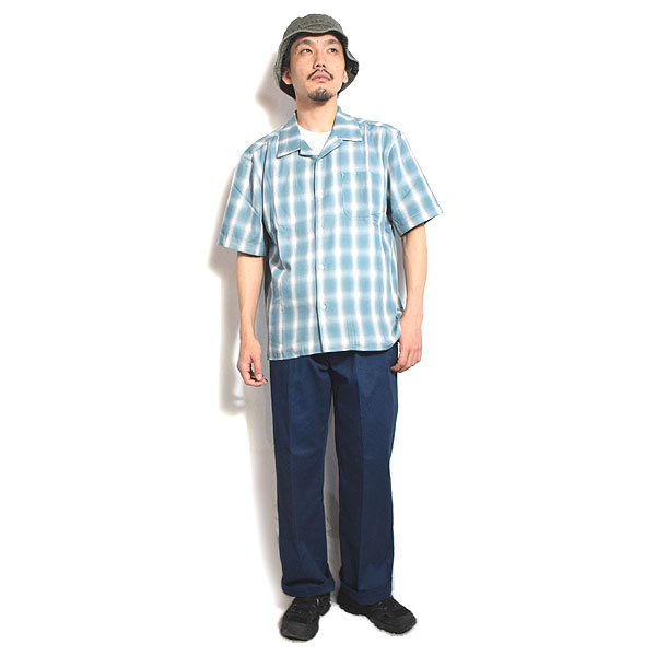 BIG MIKE ビッグマイク RAYON MIX OMBRE CHECK S/S SHIRTS - MNT×WHT メンズ シャツ 半袖 チェックシャツ 送料無料 atftps_5