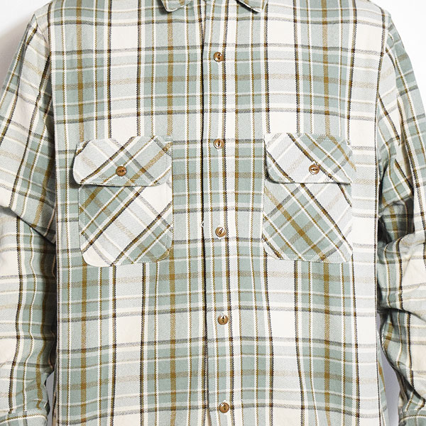 BIG MIKE ビッグマイク HEAVY FLANNEL SHIRTS -MINT×BRN×OFF- メンズ シャツ 長袖 チェックシャツ ネルシャツ 送料無料 atftps