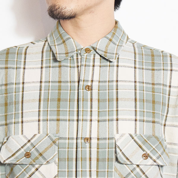 BIG MIKE ビッグマイク HEAVY FLANNEL SHIRTS -MINT×BRN×OFF- メンズ シャツ 長袖 チェックシャツ ネルシャツ 送料無料 atftps
