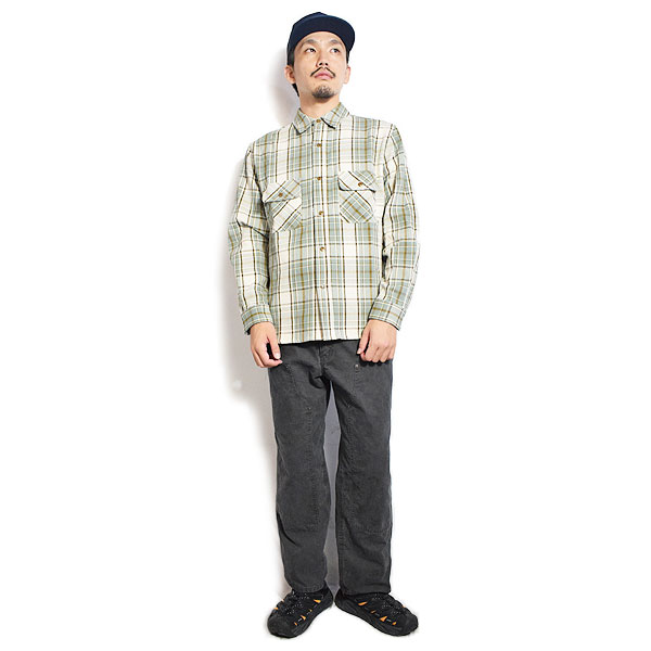 BIG MIKE ビッグマイク HEAVY FLANNEL SHIRTS -MINT×BRN×OFF- メンズ シャツ 長袖 チェックシャツ ネルシャツ 送料無料 atftps