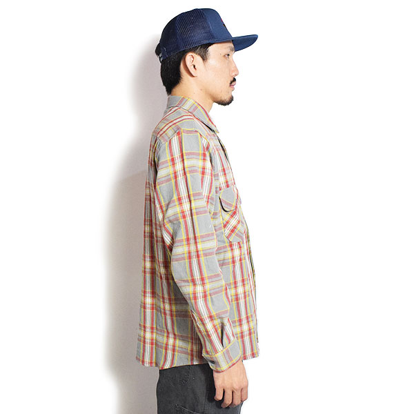 BIG MIKE ビッグマイク HEAVY FLANNEL SHIRTS -GRAY×YLW×RED- メンズ シャツ 長袖 チェックシャツ ネルシャツ 送料無料 atftps_1