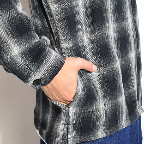 BIG MIKE ビッグマイク HEAVY FLANNEL ZIP SHIRT JACKET -BLACK×OFF- メンズ ジャケット シャツジャケット atfjkt