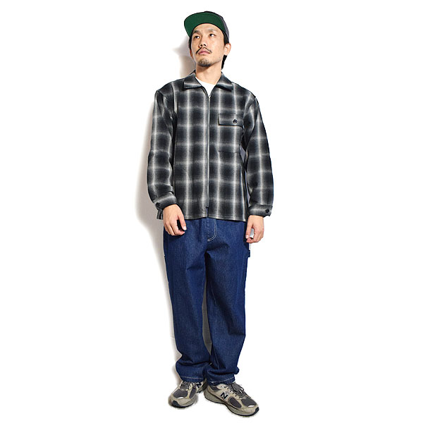 BIG MIKE ビッグマイク HEAVY FLANNEL ZIP SHIRT JACKET -BLACK×OFF- メンズ ジャケット シャツジャケット atfjkt
