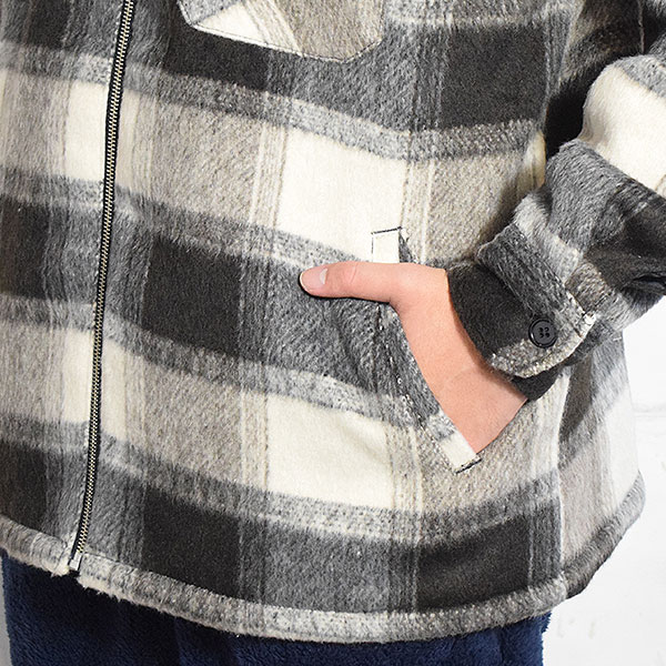 BIG MIKE ビッグマイク OMBRE ZIP QULLTED LINING JACKET -BLK×OFF- メンズ ジャケット オンブレチェック キルティング atfjkt