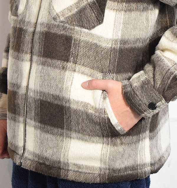BIG MIKE ビッグマイク OMBRE ZIP QULLTED LINING JACKET -BRN×OFF- メンズ ジャケット オンブレチェック キルティング atfjkt