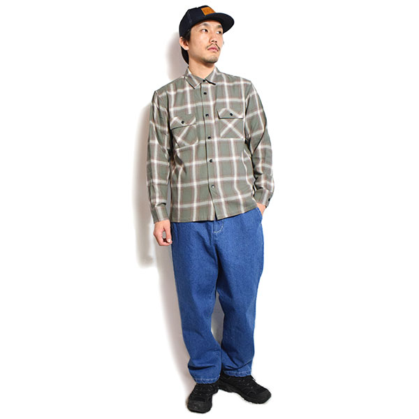 BIG MIKE ビッグマイク LIGHT FLANNEL L/S SHIRTS -MINT×WHT- シャツ 長袖 チェックシャツ ネルシャツ 送料無料 atftps_5