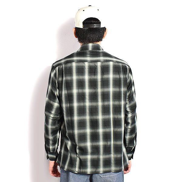BIG MIKE ビッグマイク RAYON MIX OMBRE SLIT L/S SHIRTS -BLK×WHT- メンズ シャツ 長袖 チェックシャツ レーヨンシャツ atftps_2