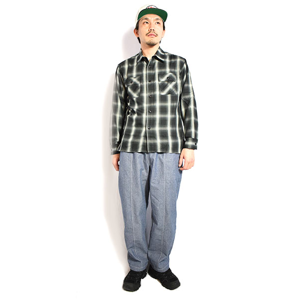 BIG MIKE ビッグマイク RAYON MIX OMBRE SLIT L/S SHIRTS -BLK×WHT- メンズ シャツ 長袖 チェックシャツ レーヨンシャツ atftps_5