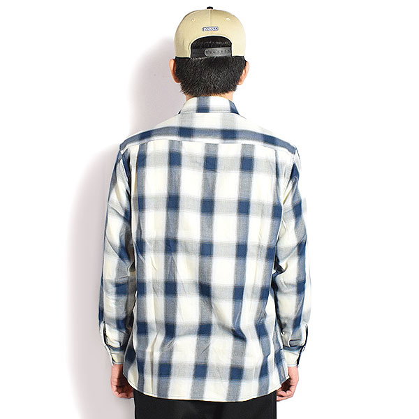 BIG MIKE ビッグマイク RAYON MIX OMBRE SLIT L/S SHIRTS -WHT×BLU- メンズ シャツ 長袖 チェックシャツ レーヨンシャツ atftps_2