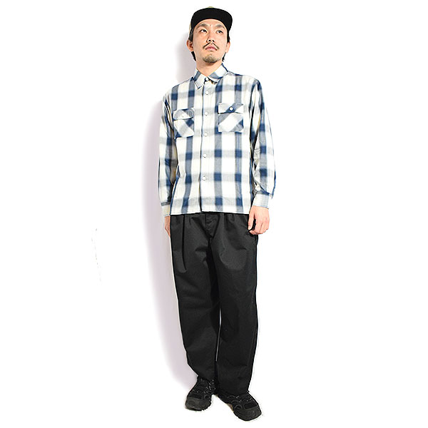 BIG MIKE ビッグマイク RAYON MIX OMBRE SLIT L/S SHIRTS -WHT×BLU- メンズ シャツ 長袖 チェックシャツ レーヨンシャツ atftps_5