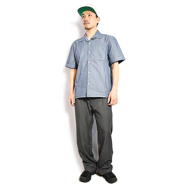BIG MIKE ビッグマイク CHAMBRAY OPEN S/S SHIRTS -D.INDIGO- シャツ 半袖 シャンブレーシャツ 送料無料 ストリート atftps_5