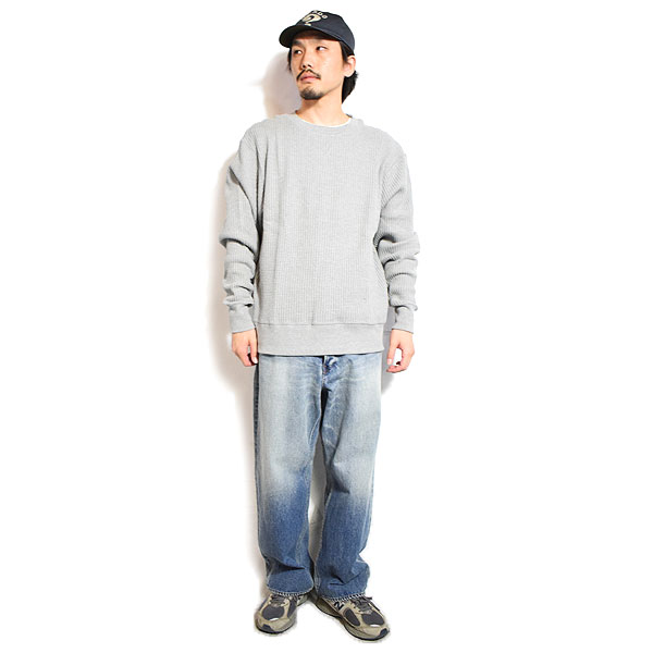 JEMORGAN LONG JOHNS ジェーイーモーガンロングジョーンズ ビッグワッフル L/S TEE -杢GRAY- メンズ Tシャツ 長袖 atftps