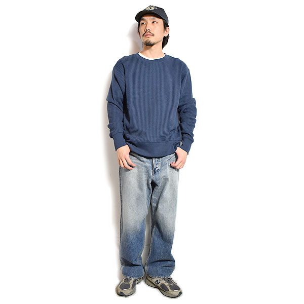 JEMORGAN LONG JOHNS ジェーイーモーガンロングジョーンズ ビッグワッフル L/S TEE -NAVY- メンズ Tシャツ 長袖 atftps