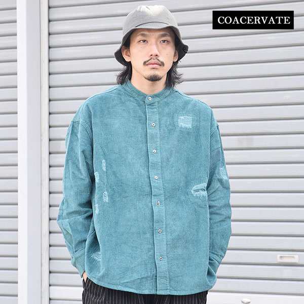 COACERVATE コアセルベート Damaged Band Collar Corduroy L S Shirts 