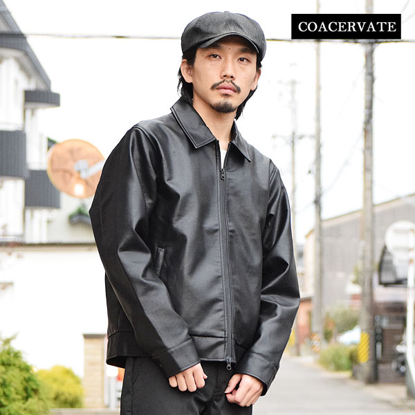 COACERVATE コアセルベート SYNTHETIC LEATHER ZIP JACKET メンズ ジャケット フェイクレザー ジップジャケット atfjktの通販は