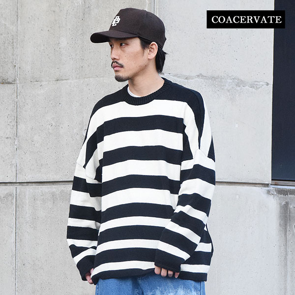 COACERVATE コアセルベート LOOSE BORDER KNIT メンズ ニット セーター ボーダー ビッグシルエット 送料無料 atftps