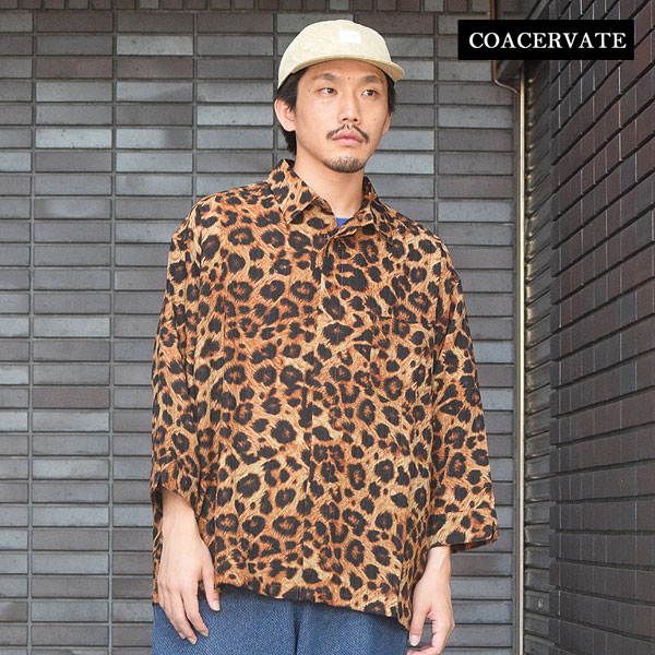 COACERVATE コアセルベート LEOPARD FLY FRONT 3/4 SLEEVE SHIRT メンズ シャツ 7分袖シャツ 総柄シャツ atftps