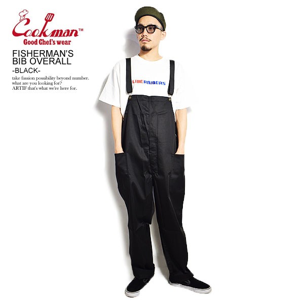 COOKMAN クックマン FISHERMAN'S BIB OVERALL -BLACK- メンズ