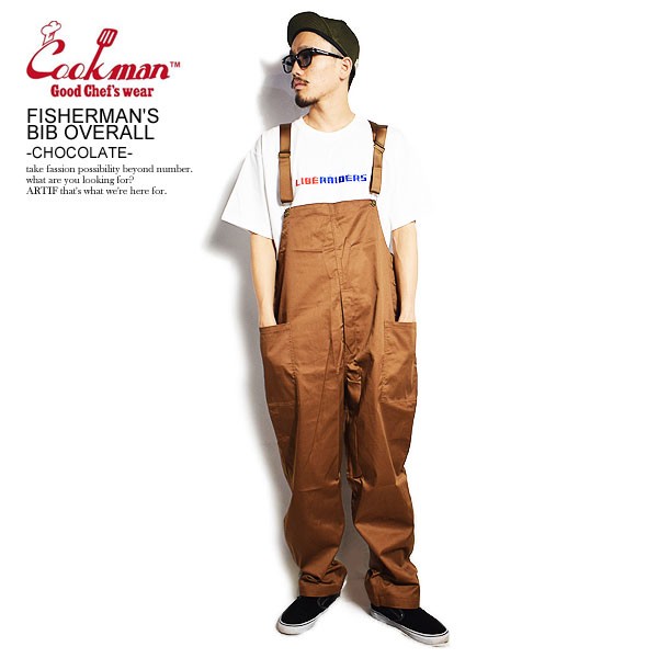 COOKMAN クックマン FISHERMAN'S BIB OVERALL -CHOCOLATE- メンズ オーバーオール サロペット パンツ  送料無料 atfpts｜au PAY マーケット