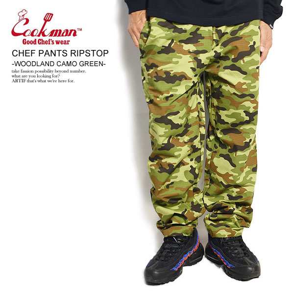 COOKMAN クックマン CHEF PANTS RIPSTOP -WOODLAND CAMO GREEN- メンズ パンツ シェフパンツ イージーパンツ ストリート atfptsの通販は