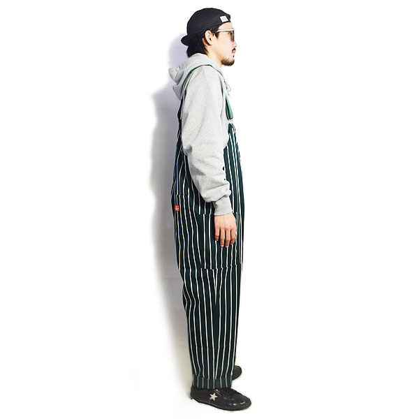 COOKMAN クックマン FISHERMAN'S BIB OVERALL -STRIPE DARK GREEN- オーバーオール サロペット ストリート 送料無料 atfpts