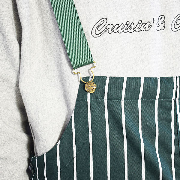 COOKMAN クックマン FISHERMAN'S BIB OVERALL -STRIPE DARK GREEN- オーバーオール サロペット ストリート 送料無料 atfpts