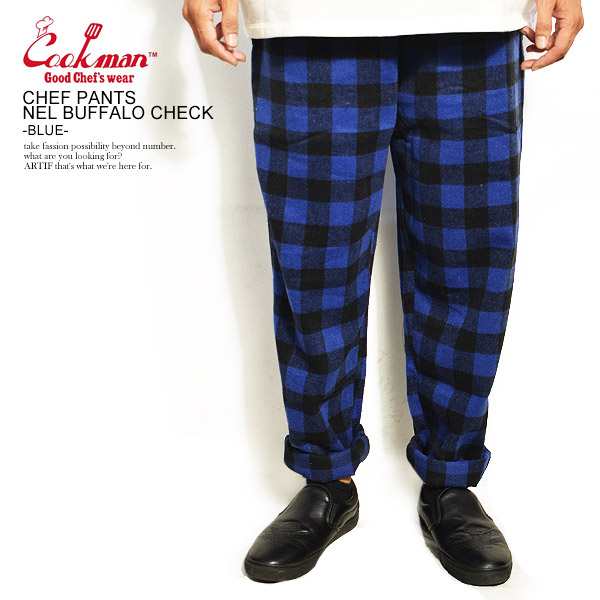 COOKMAN クックマン CHEF PANTS NEL BUFFALO CHECK -BLUE- 231-93877 シェフ パンツ イージーパンツ ストリート atfptsの通販は