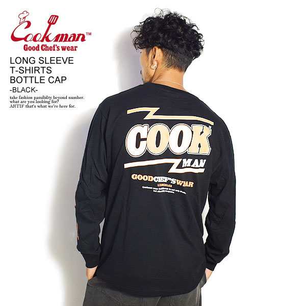 COOKMAN クックマン LONG SLEEVE T-SHIRTS BOTTLE CAP -BLACK- メンズ