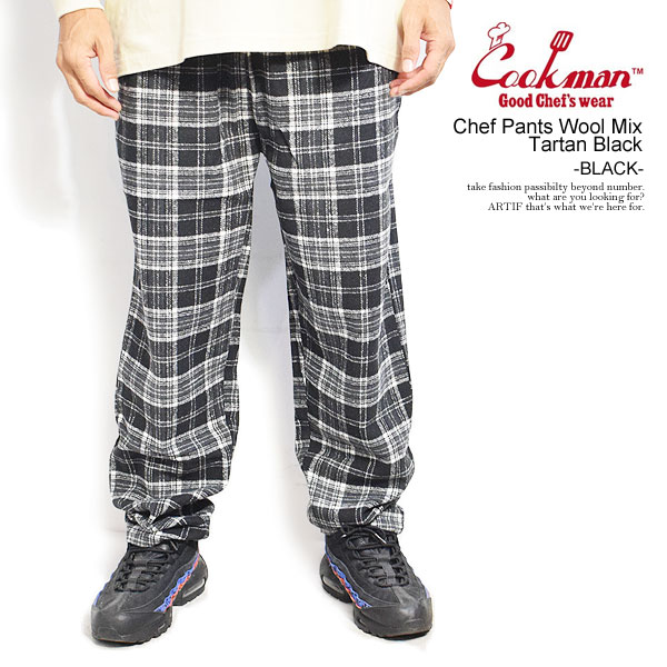 COOKMAN クックマン Chef Pants Wool Mix Tartan Black -BLACK- メンズ パンツ シェフパンツ イージーパンツ ストリート atfpts