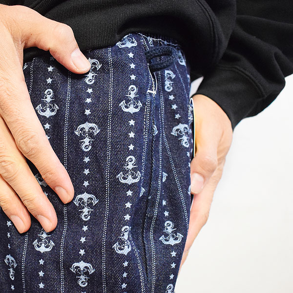 COOKMAN クックマン Chef Pants Anchor Stripe Denim -NAVY- メンズ パンツ シェフパンツ イージーパンツ ストリート atfpts