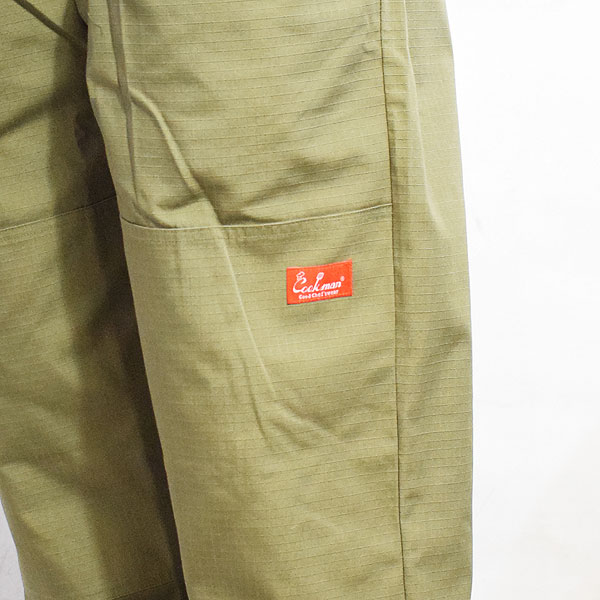 COOKMAN クックマン Chef Pants Double knee Ripstop Olive -OLIVE GREEN- メンズ パンツ シェフパンツ イージーパンツ atfpts