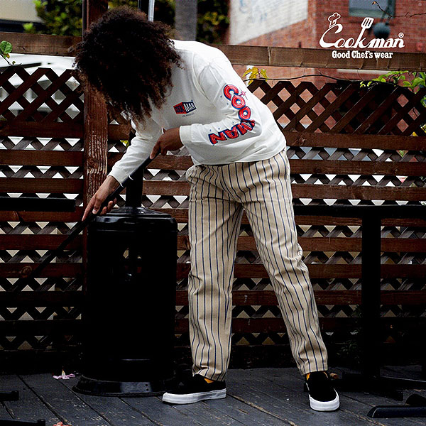 COOKMAN クックマン Chef Pants Duck Canvas Stripe Beige -BEIGE- メンズ パンツ シェフパンツ ダックキャンバス ストリート atfpts