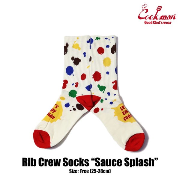 COOKMAN クックマン Rib Crew Socks Sauce Splash メンズ ソックス