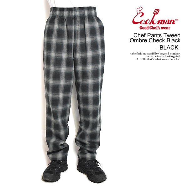 COOKMAN クックマン Chef Pants Tweed Ombre Check Black -BLACK- メンズ パンツ シェフパンツ atfpts