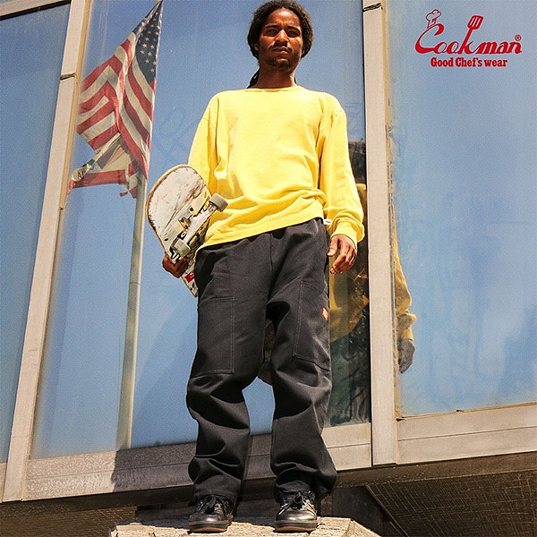 COOKMAN クックマン Chef Pants Semiwide Front Pocket Duck Canvas Black -BLACK- メンズ パンツ シェフパンツ atfpts