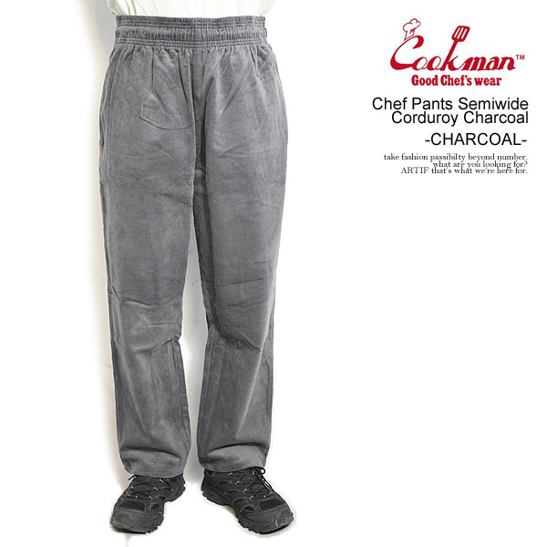 COOKMAN クックマン Chef Pants Semiwide Corduroy Charcoal -CHARCOAL- メンズ パンツ シェフパンツ atfpts