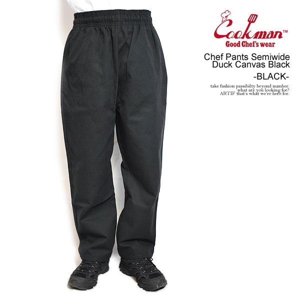 COOKMAN クックマン Chef Pants Semiwide Duck Canvas Black -BLACK- メンズ パンツ シェフパンツ atfpts