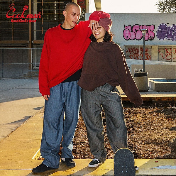 COOKMAN クックマン Chef Pants Semiwide Herringbone Denim Light Black -CHARCOAL- メンズ パンツ シェフパンツ atfpts